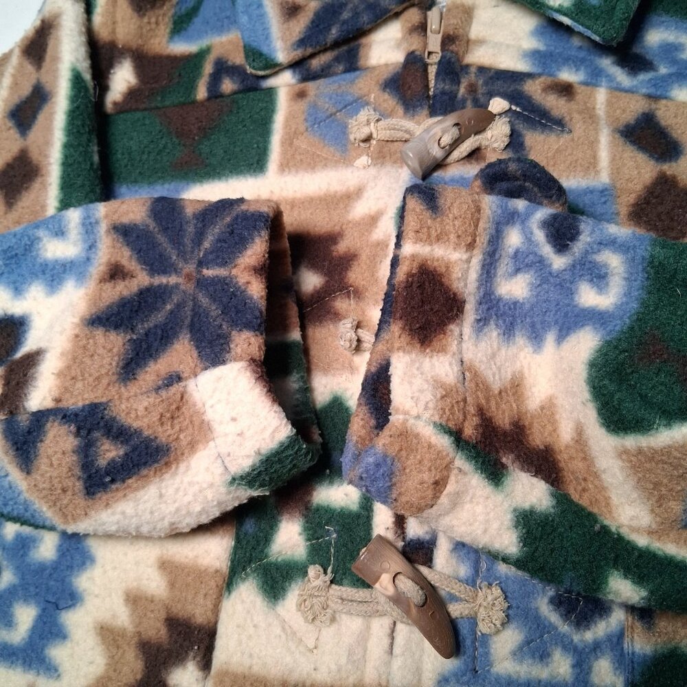 Vintage 1990s Cherokee Fleece Jacket Youth 6 Quilt Pattern Snowflake Gorpcore - Picture 10 of 15